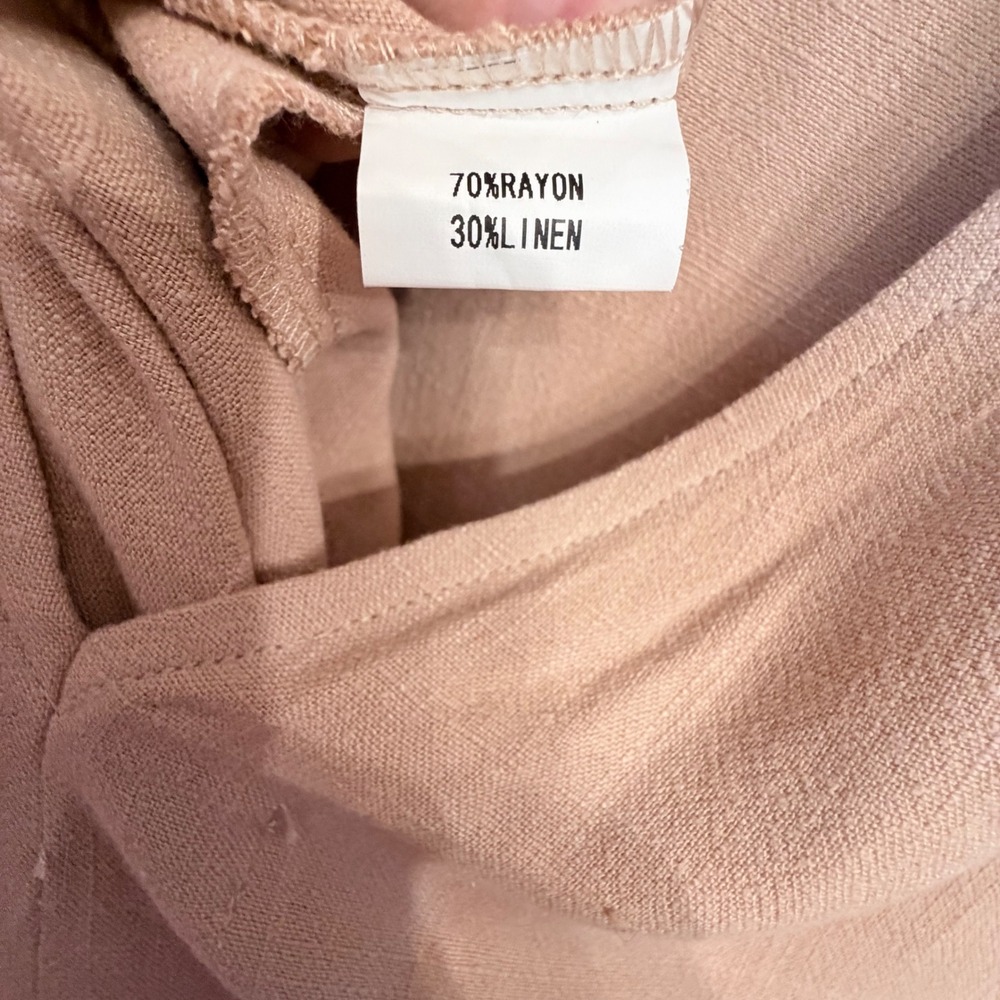 Petal + Pup Tan Linen Blend Wide Leg Sleeveless Open Back Jumpsuit NWT Size 12 - Picture 6 of 9